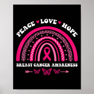 Peace Liebe Hope Breast Cancer Rainbow Emotional P Poster