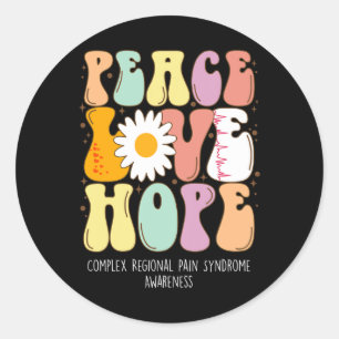 Peace Liebe Hope Complex Regional Pain Syndrome Cr Runder Aufkleber