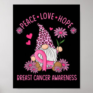 Peace Liebe Hope Gnome Leopard Brustkrebs Awaren Poster