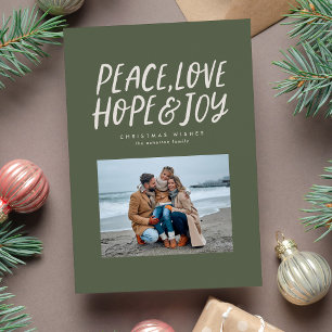 Peace Liebe hope joy green Christmas Foto Feiertagskarte
