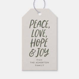Peace Liebe hope joy green Christmas type Geschenkanhänger