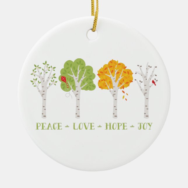 Peace Liebe Hope Joy Keramik Ornament (Vorne)