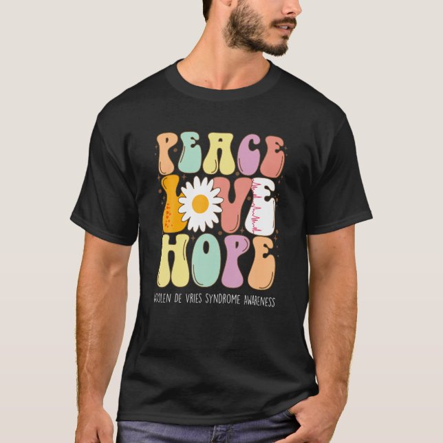 Peace Liebe Hope Koolen De Vries Syndrom KDVS Awar T-Shirt (Vorderseite)