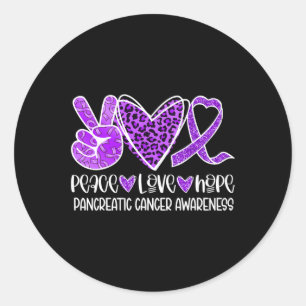 Peace Liebe Hope Leopard Lila Pankreaskrebs A Runder Aufkleber