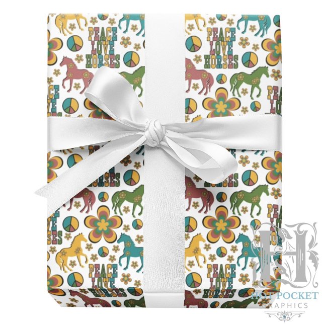 Peace Liebe Horses Wrapping Paper Geschenkpapier (Von Creator hochgeladen)