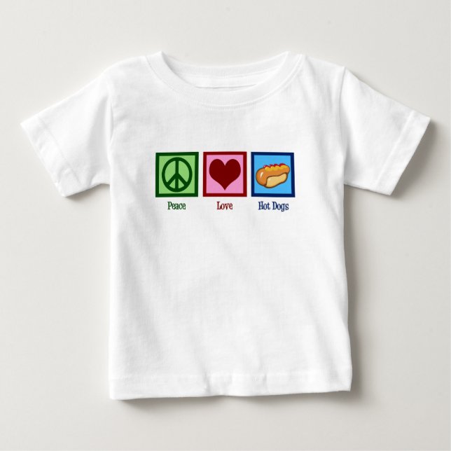 Peace Liebe Hot Dogs Baby T-shirt (Vorderseite)
