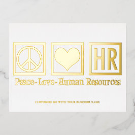 Peace Liebe HR Elegantes Personal Custom Gold Folien Feiertagspostkarte