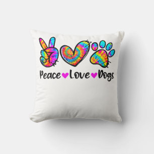 Peace Liebe Hunde Gefärbte Krawatte Dog Paw Dog Ma Kissen
