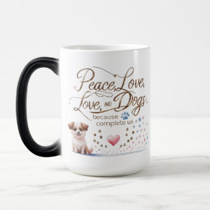 Peace Liebe Hunde Morphing Tasse - 15 oz Welpenher