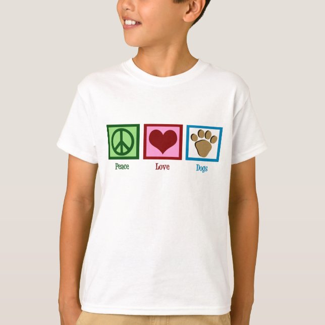 Peace Liebe Hunde Niedlicher Hund Lover Kinder T-Shirt (Vorderseite)