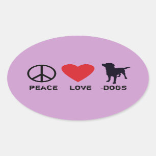 Peace Liebe Hunde Ovaler Aufkleber