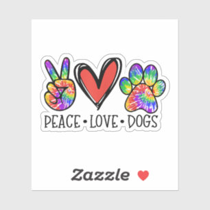 Peace Liebe Hunde Paws Gefärbte Krawatte Rainbow A Aufkleber