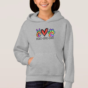 Peace Liebe Hunde Paws Gefärbte Krawatte Rainbow A Hoodie