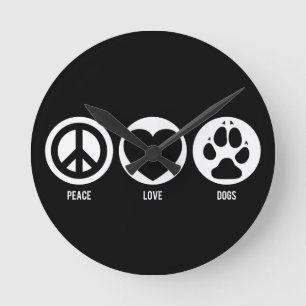 Peace Liebe Hunde Runde Wanduhr