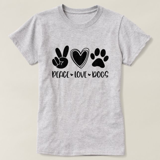 Peace Liebe Hunde T-Shirt (Design vorne)