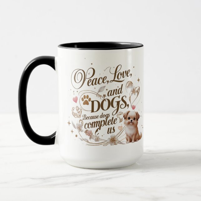 Peace Liebe Hunde Tasse (Links)