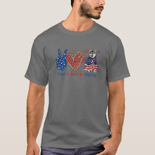 Peace Liebe Husky Dog Patriotic America Flag 4th J T-Shirt