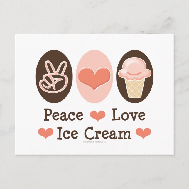 Peace Liebe Ice Creme Postkarte (Vorderseite)