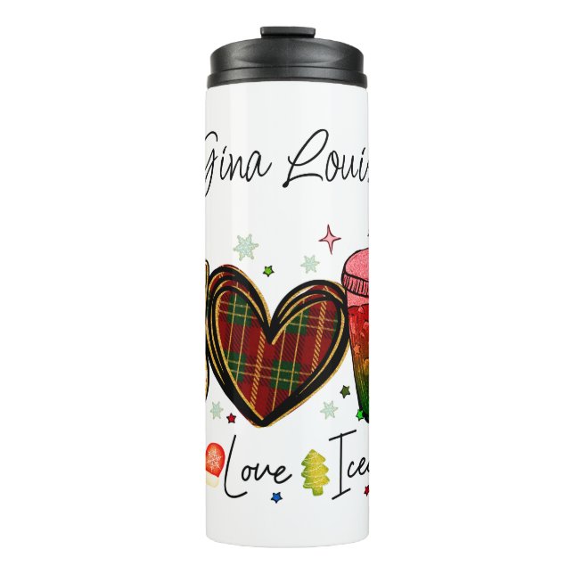Peace Liebe Iced Coffee Fun Design Thermosbecher (Vorderseite)