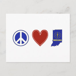 Peace Liebe Indiana Map Staatsflagge Adore Hoosier Postkarte