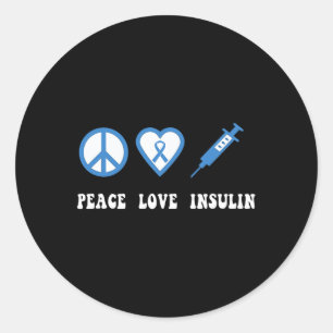 Peace Liebe Insulin Diabetes Awareness Diabetic Ty Runder Aufkleber