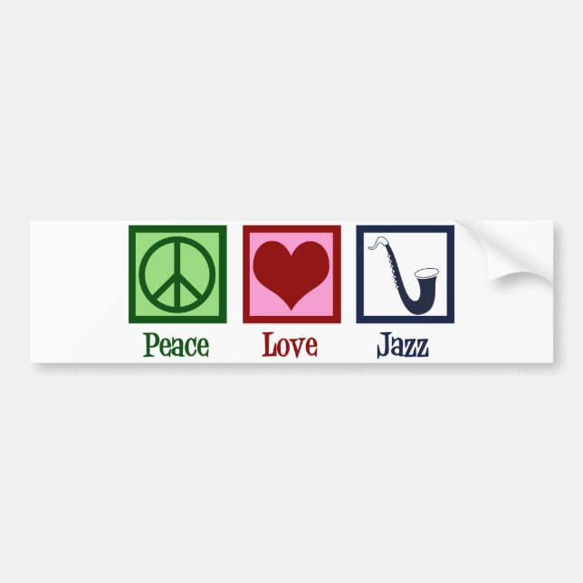 Peace Liebe Jazz Music Saxophon Autoaufkleber (Vorne)