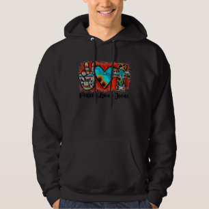 Peace Liebe Jesus Leopard Western Cowhide Serape S Hoodie