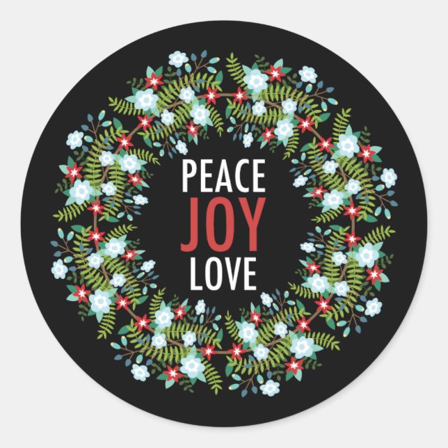 Peace Liebe Joath auf schwarzem Hintergrund Runder Aufkleber (Vorderseite)