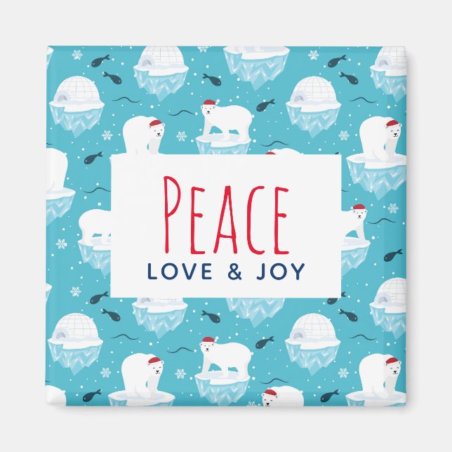 Peace Liebe & JoChristmas Polar Bears Magnet (Vorne)