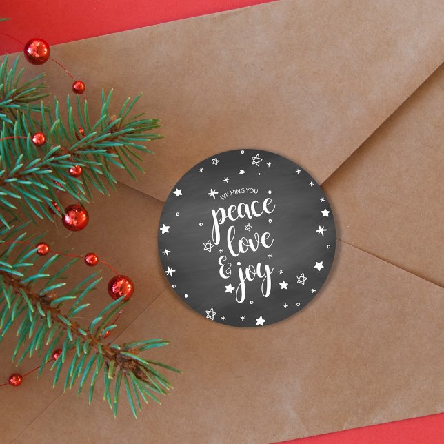 Peace Liebe Jockey Star Weihnachtsfeiertag Runder Aufkleber (Peace Love Joy Star Christmas Holiday Classic Round Sticker)