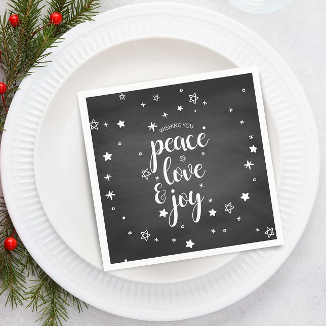 Peace Liebe Jockey Star Weihnachtsfeiertag Serviette (Peace Love Joy Star Christmas Holiday Napkins)