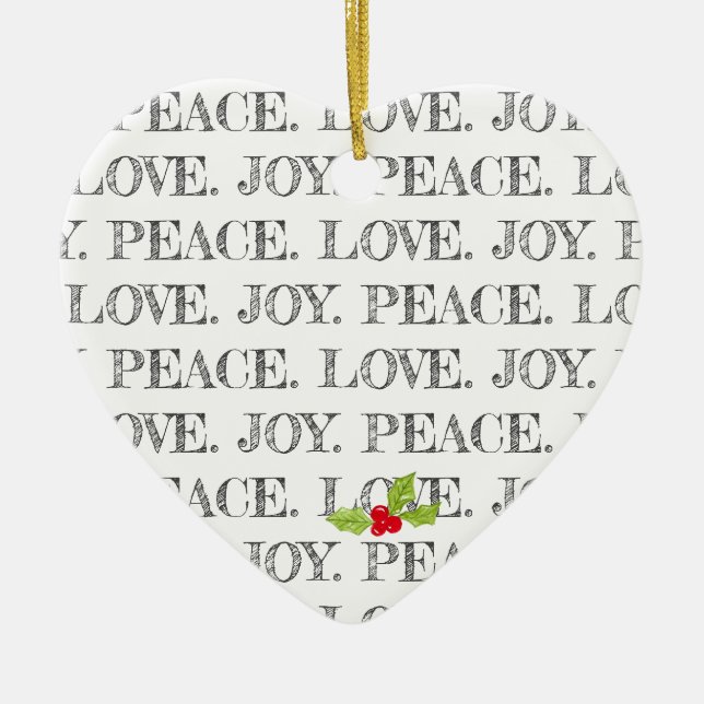 Peace Liebe Jockey Text Weihnachten Heiliges Foto  Keramik Ornament (Vorne)