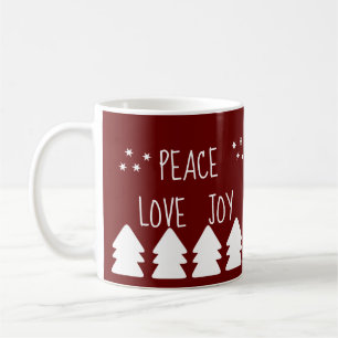 Peace Liebe Join Script Burgundy Weihnachtskaffee Kaffeetasse