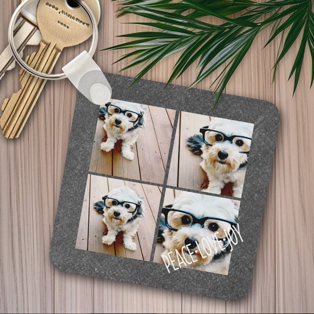 Peace Liebe Joliday Chalkboard Foto Collage Schlüsselanhänger (Personalized keychain - Photo Collage)