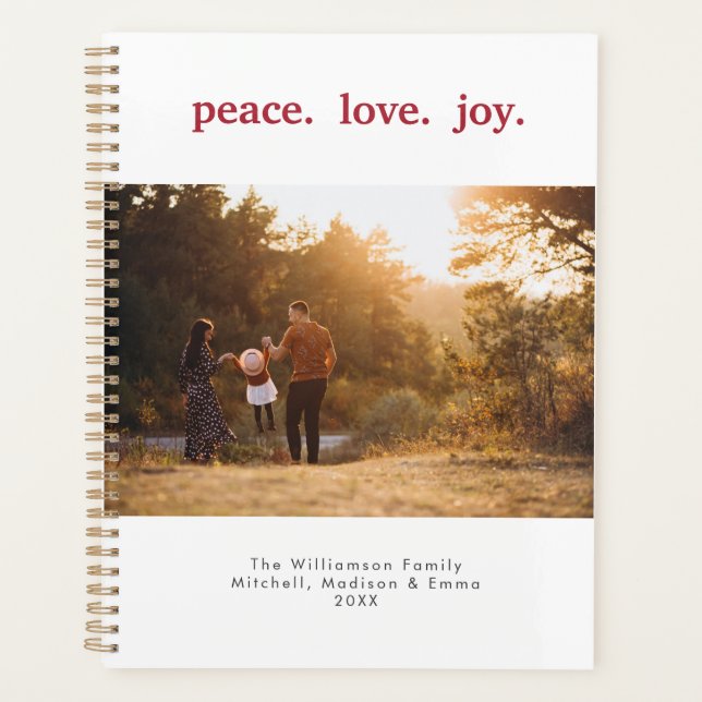 Peace Liebe Joliday Weihnachten Foto Planer (Vorderseite)