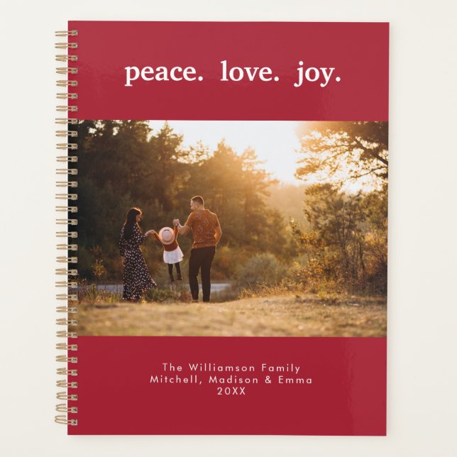 Peace Liebe Joliday Weihnachten Foto Planer (Vorderseite)