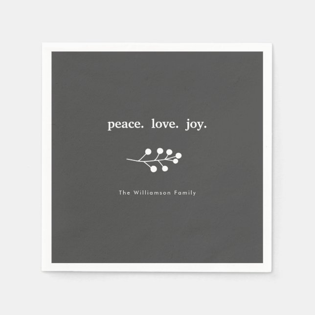 Peace Liebe Joly Holly Berries Weihnachten Serviette (Vorderseite)