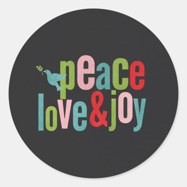 Peace Liebe Joorful Chalkboard Dove Runder Aufkleber (Vorderseite)