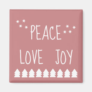 Peace Liebe Joskript White Trees Stars Holiday Magnet
