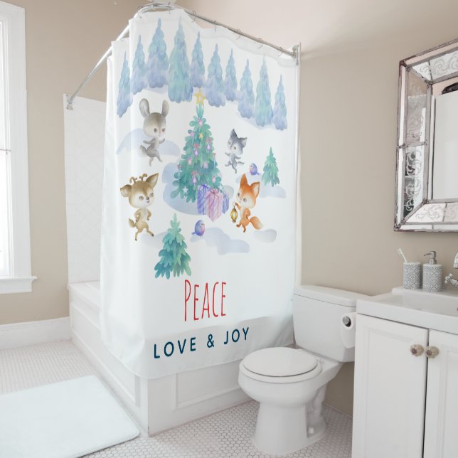 Peace Liebe & Josure Forest Animals Duschvorhang (Beispiel)