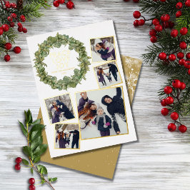 Peace Liebe Joy 5 Foto Grün Weihnachten Gold Folien Feiertagskarte