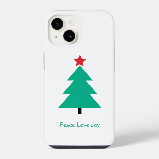 Peace Liebe Joy Christmas Tree individuell anpassb iPhone 14 Hülle (Rückseite)