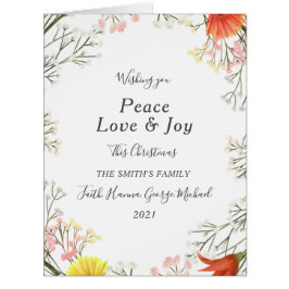 Peace Liebe Joy Family Frohe Weihnachts-Postkarte
