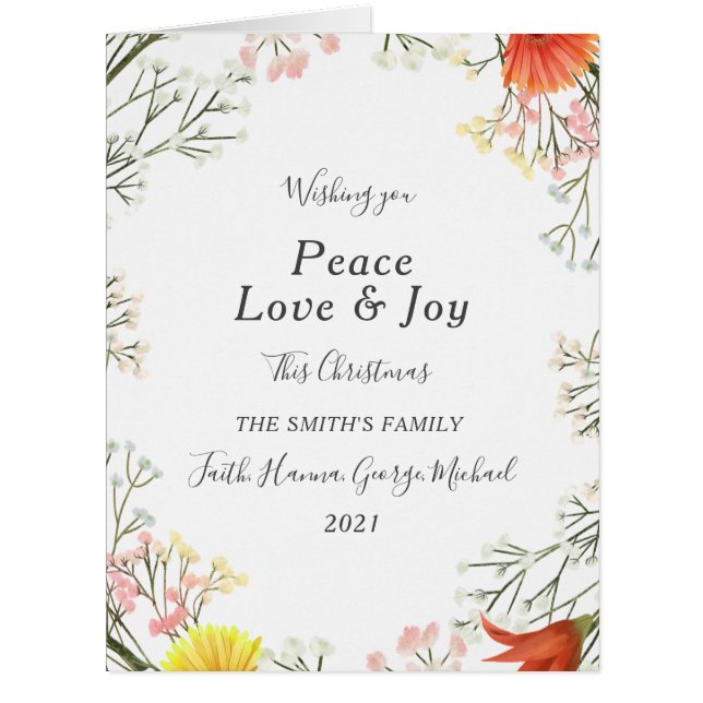 Peace Liebe Joy Family Frohe Weihnachts-Postkarte (Vorderseite)