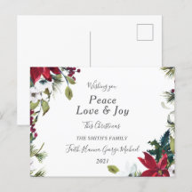 Peace Liebe Joy Family Frohe Weihnachts-Postkarte