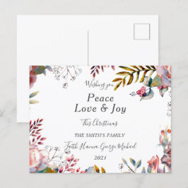 Peace Liebe Joy Family Frohe Weihnachts-Postkarte Postkarte