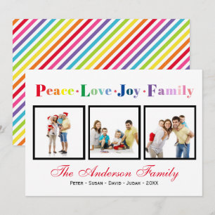 Peace Liebe Joy Family Rainbow - Weihnachtskarte Einladung