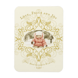 Peace Liebe Joy Festive Foliage Deko Holiday Foto Magnet