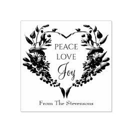 Peace Liebe Joy Floral Christmas Gummistempel