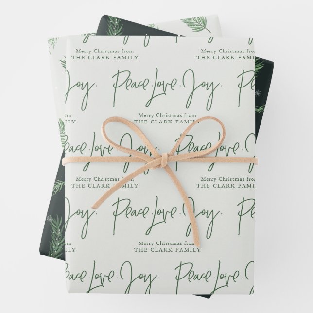 "Peace Liebe Joy" Geschenkpapier Set (Beispiel)